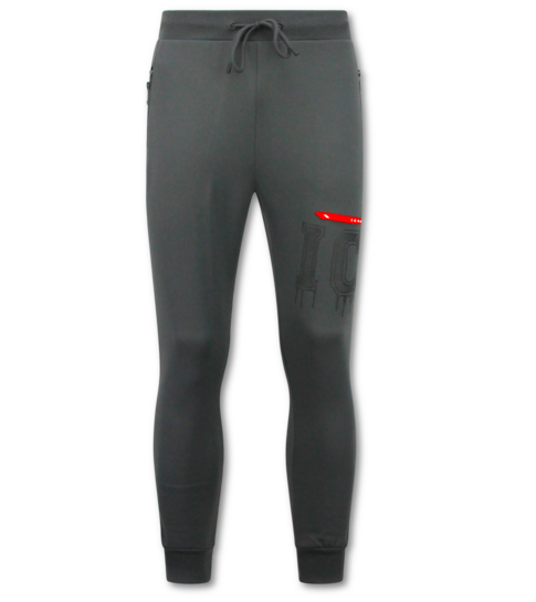 TRUE RISE Dik Geweven Joggingbroek Heren ICON - Trainingsbroek Heren Lang - 5777 - Grijs