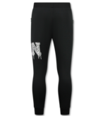 TRUE RISE Dik Geweven Joggingbroek Heren ICON - Trainingsbroek Heren Lang - 5777 - Zwart