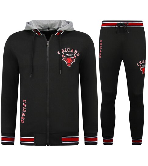 True Rise Trainingspakken Heren Chicago Bulls  - Joggingpak Heren - Huispak Heren Volwassenen - 5591 - Zwart / Rood