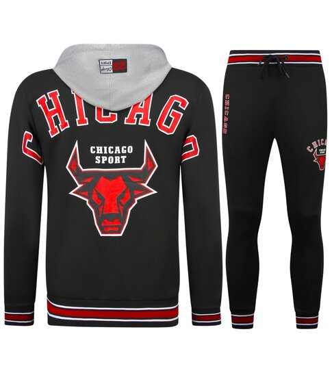True Rise Trainingspakken Heren Chicago Bulls  - Joggingpak Heren - Huispak Heren Volwassenen - 5591 - Zwart / Rood