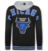 True Rise Trainingspakken Heren Chicago Bulls  - Joggingpak Heren - Huispak Heren Volwassenen - 5591 - Zwart / Blauw