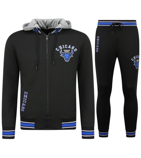 True Rise Trainingspakken Heren Chicago Bulls  - Joggingpak Heren - Huispak Heren Volwassenen - 5591 - Zwart / Blauw
