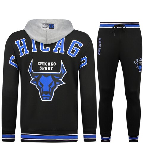 True Rise Trainingspakken Heren Chicago Bulls  - Joggingpak Heren - Huispak Heren Volwassenen - 5591 - Zwart / Blauw