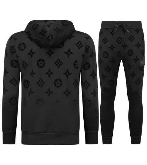 TopStar Dik Geweven Joggingpak voor Heren - Teddy Huispak -  Trainingspak Heren - 5308 - Zwart