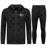 True Rise Dik Geweven Joggingpak voor Heren - Teddy Huispak -  Trainingspak Heren - 5308 - Zwart