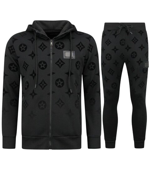 TopStar Dik Geweven Joggingpak voor Heren - Teddy Huispak -  Trainingspak Heren - 5308 - Zwart