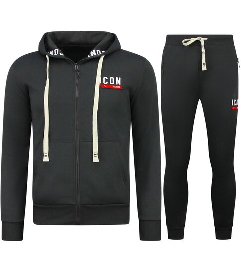 True Rise Dik Geweven Joggingpakken Heren  ICON   - Trainingspakken  - Huispakken  Volwassenen -  11986 - Zwart