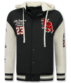 ENOS Baseball Jas met Capuchon Oversized  - Bomberjack Heren - 523 - Zwart