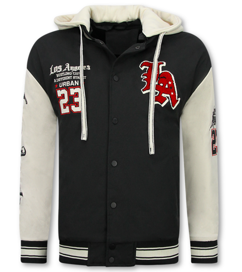 ENOS Baseball Jas met Capuchon Oversized  - Bomberjack Heren - 523 - Zwart