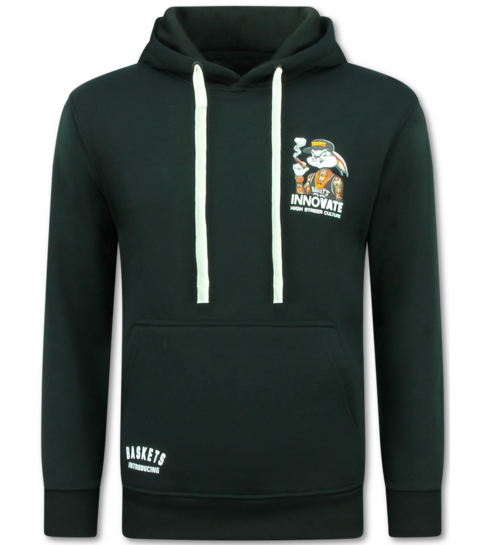 TRUE RISE Oversized Hoodie Heren met Capuchon - Gangster Chicago - Dik Geweven - 5792 - Zwart