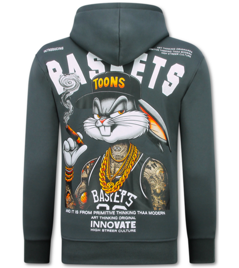 TRUE RISE Oversized Hoodie Heren met Capuchon - Gangster Chicago - Dik Geweven - 5792 - Grijs