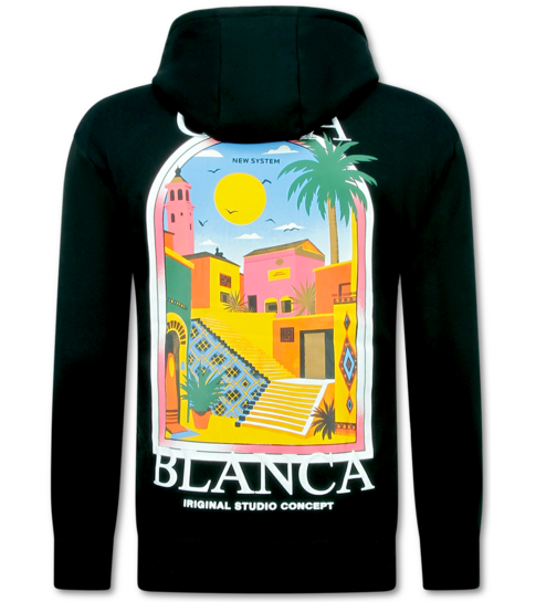 TRUE RISE Oversized Hoodie Heren met Capuchon - CASA BLANCA - Dik Geweven - 5993 - Zwart