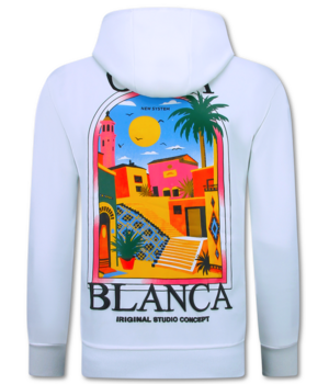 TRUE RISE Oversized Hoodie Heren met Capuchon - CASA BLANCA - Dik Geweven - 5993 - Wit