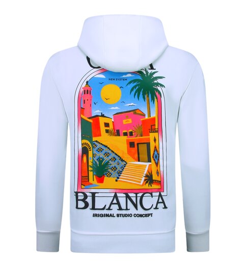 TRUE RISE Oversized Hoodie Heren met Capuchon - CASA BLANCA - Dik Geweven - 5993 - Wit