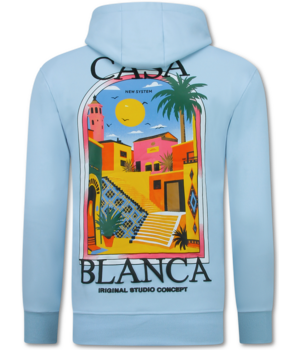 TRUE RISE Oversized Hoodie Heren met Capuchon - CASA BLANCA - Dik Geweven - 5993 - Blauw