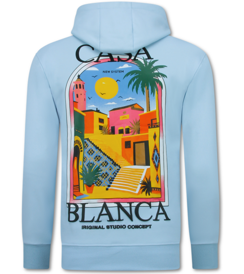 TRUE RISE Oversized Hoodie Heren met Capuchon - CASA BLANCA - Dik Geweven - 5993 - Blauw