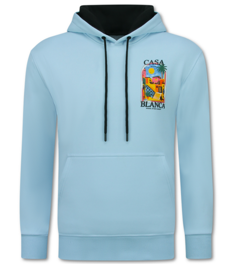TRUE RISE Oversized Hoodie Heren met Capuchon - CASA BLANCA - Dik Geweven - 5993 - Blauw