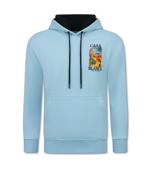 TRUE RISE Oversized Hoodie Heren met Capuchon - CASA BLANCA - Dik Geweven - 5993 - Blauw