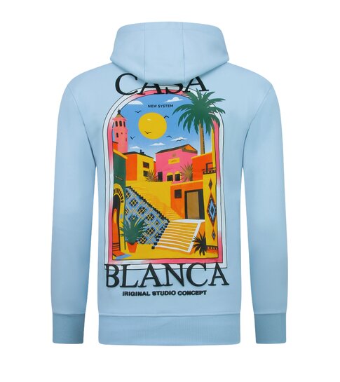 TRUE RISE Oversized Hoodie Heren met Capuchon - CASA BLANCA - Dik Geweven - 5993 - Blauw
