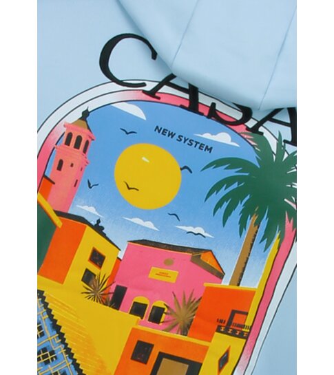 TRUE RISE Oversized Hoodie Heren met Capuchon - CASA BLANCA - Dik Geweven - 5993 - Blauw