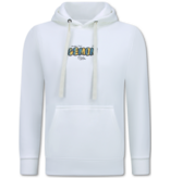 TRUE RISE Oversized Hoodie Heren met Capuchon - Lemon Rock - Dik Geweven - 5793 - Wit