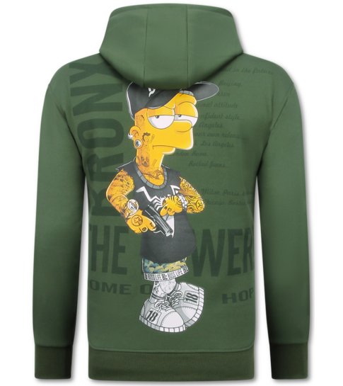 TRUE RISE Oversized Hoodie Heren met Capuchon - The Power - Dik Geweven - 5676 - Groen