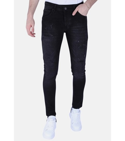 Local Fanatic Slim-fit Mannen Jeans met Stretch met Gaten - 1106 - Zwart