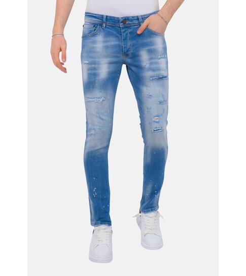 Local Fanatic Blue Ripped SkaterJeans Heren - Slim Fit -1078- Blauw