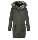 Gentile Bellini Lange Parka Jas Dames – Met Faux Bontkraag – Groen