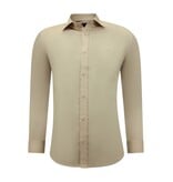 TONY BACKER Luxe Blanco Moderne Satijn Overhemd - Slim Fit - 3070 - Beige