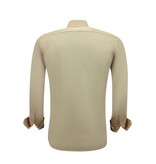 TONY BACKER Luxe Blanco Moderne Satijn Overhemd - Slim Fit - 3070 - Beige