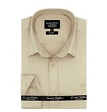 TONY BACKER Luxe Blanco Moderne Satijn Overhemd - Slim Fit - 3070 - Beige