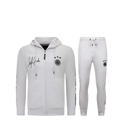 LF Amsterdam Mannen Trainingspak - Hooded Ribbon - Wit / Zwart