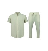 ENOS  Zomerset Heren -  Twinset - Linnen Look Overhemd Heren - Zomer Broek Heren - MG-012 - Beige