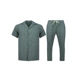 ENOS Twinset -  Zomerset Heren - Linnen Look Shirt Heren - Zomer Broek Heren - MG-011 - Grijs