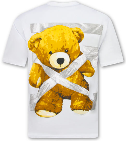 True Rise Tshirts Heren Grappig - Oversized T shirt Heren - Heren Tshirt met Opdruk - Fun Shirts Bear -1960- Wit