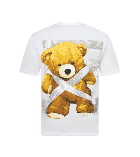 True Rise Tshirts Heren Grappig - Oversized T shirt Heren - Heren Tshirt met Opdruk - Fun Shirts Bear -1960- Wit