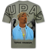 True Rise Oversized T shirt Heren  - Tupac Shakur - T shirt Heren met Print  -  2Pac Tshirt met Opdruk -1791- Grijs
