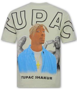 True Rise Tupac Shakur - Oversized T shirt Heren  - T shirt Heren met Print  -  2Pac Tshirt met Opdruk -1791- Beige