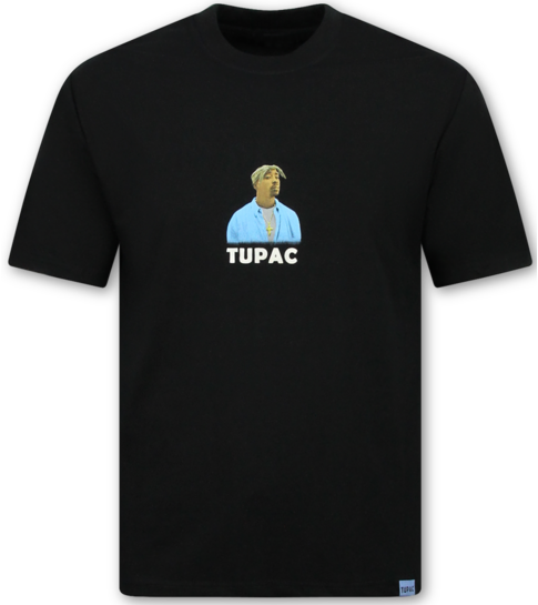True Rise 2Pac Tshirt met Opdruk - T shirt Heren met Print  - Tupac Shakur - Oversized T shirt Heren -1791- Zwart