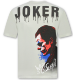 True Rise Joker Tshirt met Opdruk - T shirt Heren met Print  - Oversized T shirt Heren  - Funny shirt  -1791- Grijs