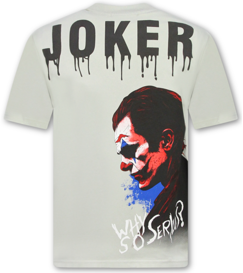 True Rise Joker Tshirt met Opdruk - T shirt Heren met Print  - Oversized T shirt Heren  - Funny shirt  -1791- Grijs