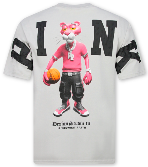 True Rise Funny Panther T-shirt - Heren Tshirt met Opdruk - Oversized T shirt Heren -1971- Grijs