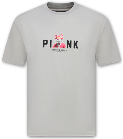 True Rise Funny Panther T-shirt - Heren Tshirt met Opdruk - Oversized T shirt Heren -1971- Grijs