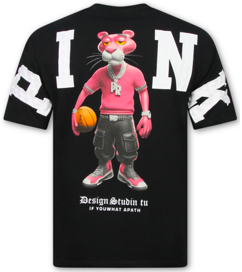 True Rise Oversized T shirt Heren - Funny Panther T-shirt - Heren Tshirt met Opdruk -1971- Zwart