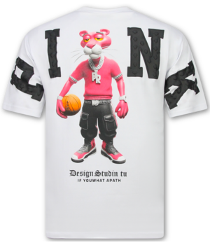 True Rise Heren Tshirt met Opdruk - Oversized T shirt Heren - Funny Panther T-shirt -1971- Wit