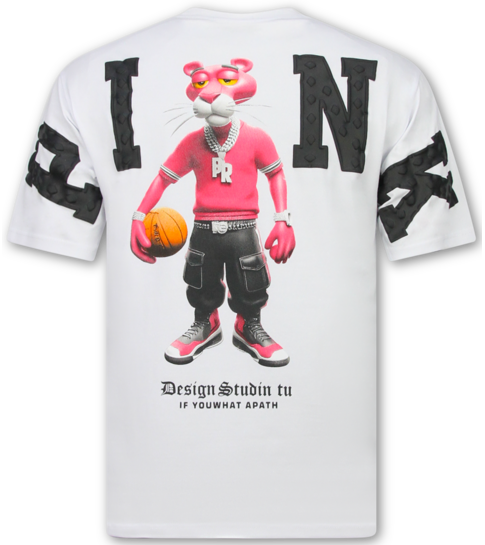 True Rise Heren Tshirt met Opdruk - Oversized T shirt Heren - Funny Panther T-shirt -1971- Wit