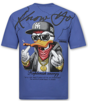 True Rise Funny T-shirt Duck - Oversized T shirt Heren - T-shirts Heren Grappig -  T shirt Heren met Print -1970- Blauw