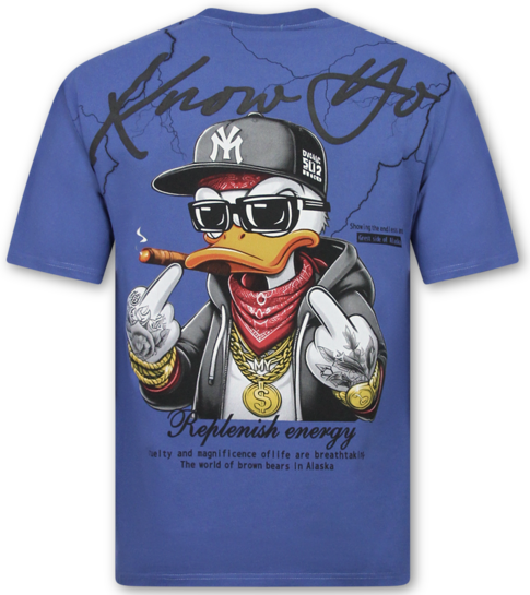 True Rise Funny T-shirt Duck - Oversized T shirt Heren - T-shirts Heren Grappig -  T shirt Heren met Print -1970- Blauw