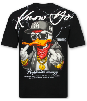 True Rise Oversized T shirt Heren - Funny T-shirt Duck - T-shirts Heren Grappig -  T shirt Heren met Print -1970- Zwart